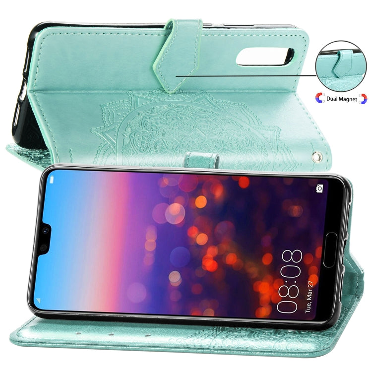 For Huawei P20 Halfway Mandala Embossing Pattern Horizontal Flip Leather Case with Holder & Card Slots & Wallet & Lanyard