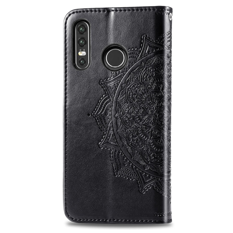 For Huawei P30 Lite Halfway Mandala Embossing Pattern Horizontal Flip Leather Case with Holder & Card Slots & Wallet & Lanyard