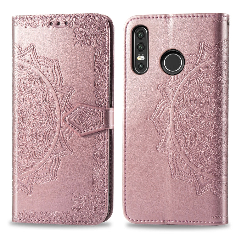 For Huawei P30 Lite Halfway Mandala Embossing Pattern Horizontal Flip Leather Case with Holder & Card Slots & Wallet & Lanyard