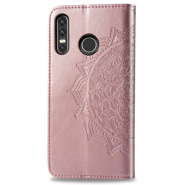 For Huawei P30 Lite Halfway Mandala Embossing Pattern Horizontal Flip Leather Case with Holder & Card Slots & Wallet & Lanyard