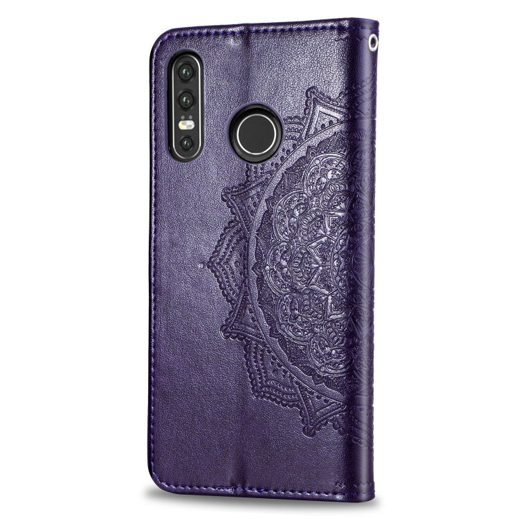 For Huawei P30 Lite Halfway Mandala Embossing Pattern Horizontal Flip Leather Case with Holder & Card Slots & Wallet & Lanyard
