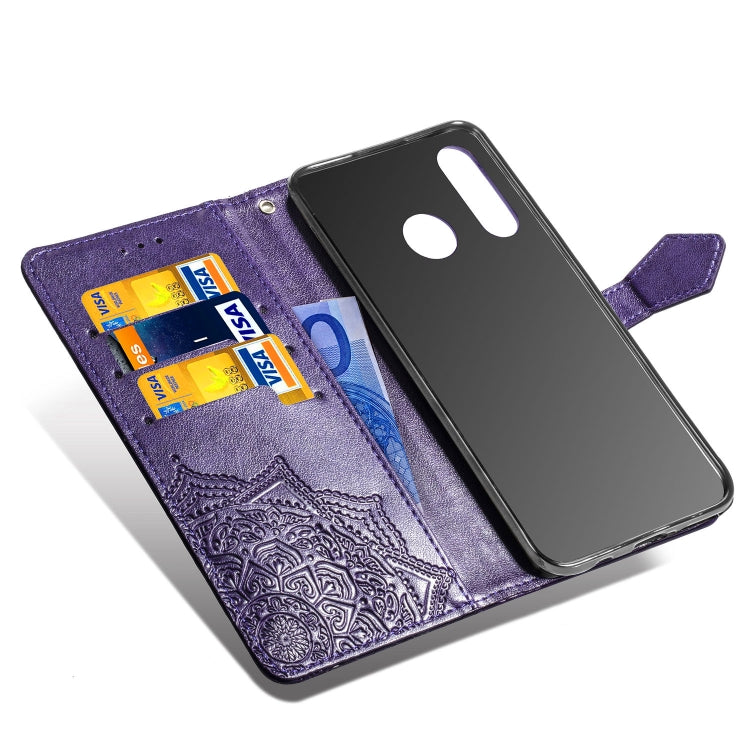 For Huawei P30 Lite Halfway Mandala Embossing Pattern Horizontal Flip Leather Case with Holder & Card Slots & Wallet & Lanyard