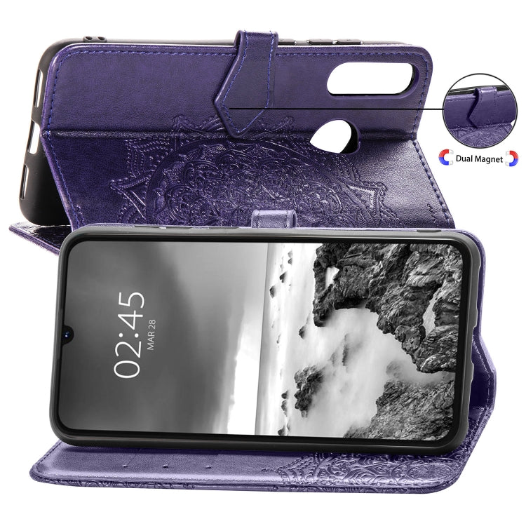 For Huawei P30 Lite Halfway Mandala Embossing Pattern Horizontal Flip Leather Case with Holder & Card Slots & Wallet & Lanyard