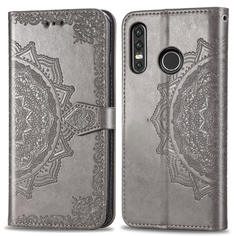 For Huawei P30 Lite Halfway Mandala Embossing Pattern Horizontal Flip Leather Case with Holder & Card Slots & Wallet & Lanyard