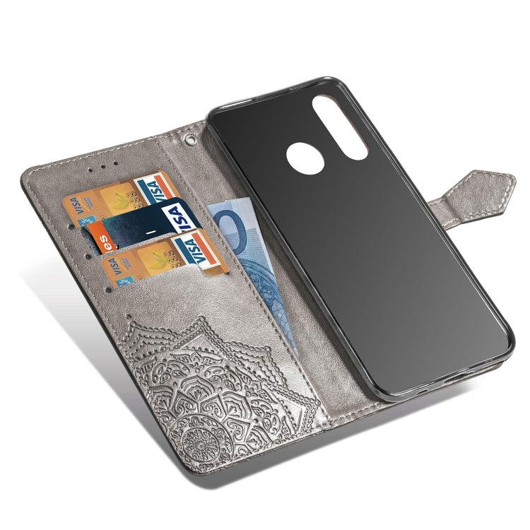 For Huawei P30 Lite Halfway Mandala Embossing Pattern Horizontal Flip Leather Case with Holder & Card Slots & Wallet & Lanyard