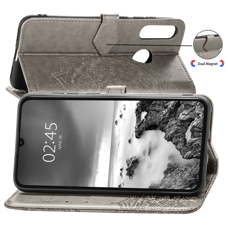 For Huawei P30 Lite Halfway Mandala Embossing Pattern Horizontal Flip Leather Case with Holder & Card Slots & Wallet & Lanyard