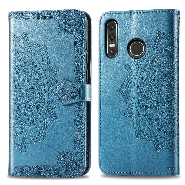 For Huawei P30 Lite Halfway Mandala Embossing Pattern Horizontal Flip Leather Case with Holder & Card Slots & Wallet & Lanyard