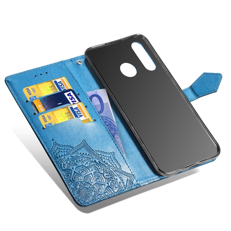 For Huawei P30 Lite Halfway Mandala Embossing Pattern Horizontal Flip Leather Case with Holder & Card Slots & Wallet & Lanyard