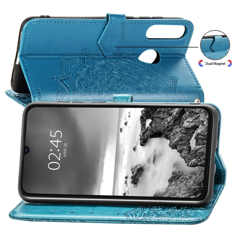 For Huawei P30 Lite Halfway Mandala Embossing Pattern Horizontal Flip Leather Case with Holder & Card Slots & Wallet & Lanyard