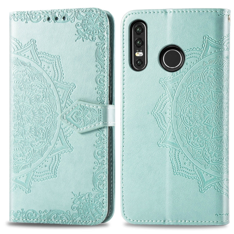 For Huawei P30 Lite Halfway Mandala Embossing Pattern Horizontal Flip Leather Case with Holder & Card Slots & Wallet & Lanyard