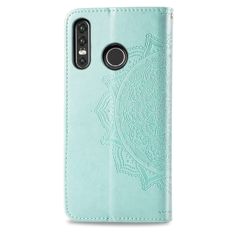For Huawei P30 Lite Halfway Mandala Embossing Pattern Horizontal Flip Leather Case with Holder & Card Slots & Wallet & Lanyard