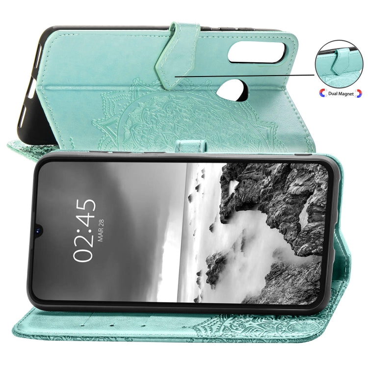 For Huawei P30 Lite Halfway Mandala Embossing Pattern Horizontal Flip Leather Case with Holder & Card Slots & Wallet & Lanyard