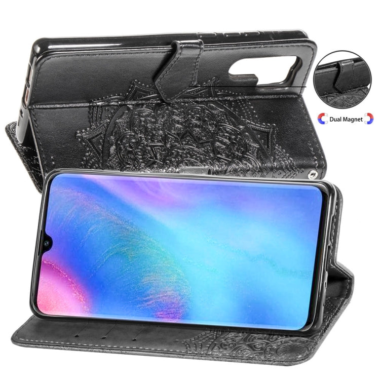 For Huawei P30 Pro Halfway Mandala Embossing Pattern Horizontal Flip Leather Case with Holder & Card Slots & Wallet & Lanyard