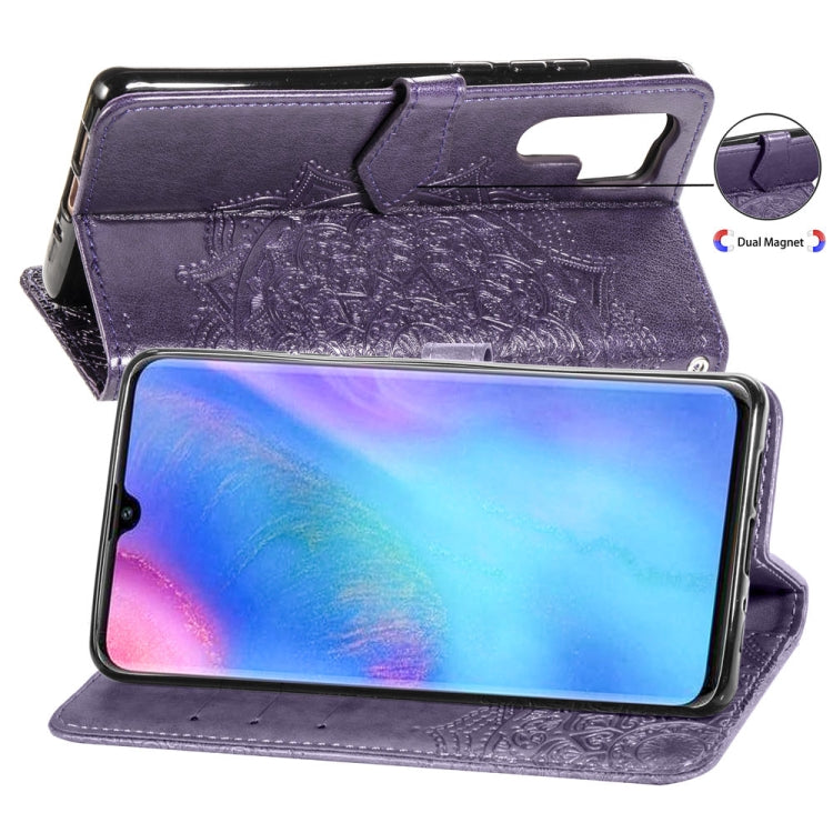 For Huawei P30 Pro Halfway Mandala Embossing Pattern Horizontal Flip Leather Case with Holder & Card Slots & Wallet & Lanyard
