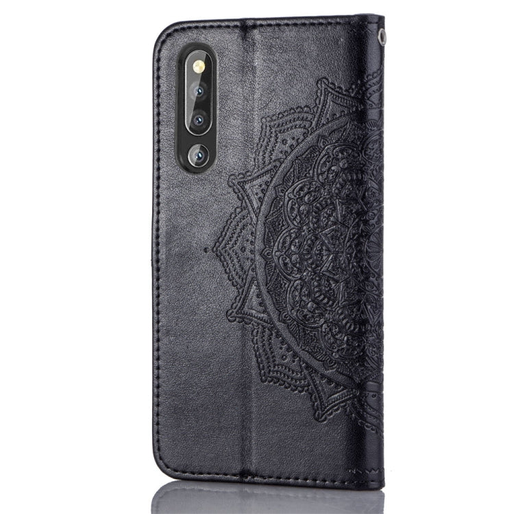 For Huawei P30 Halfway Mandala Embossing Pattern Horizontal Flip Leather Case with Holder & Card Slots & Wallet & Lanyard