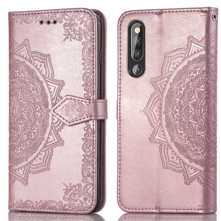 For Huawei P30 Halfway Mandala Embossing Pattern Horizontal Flip Leather Case with Holder & Card Slots & Wallet & Lanyard