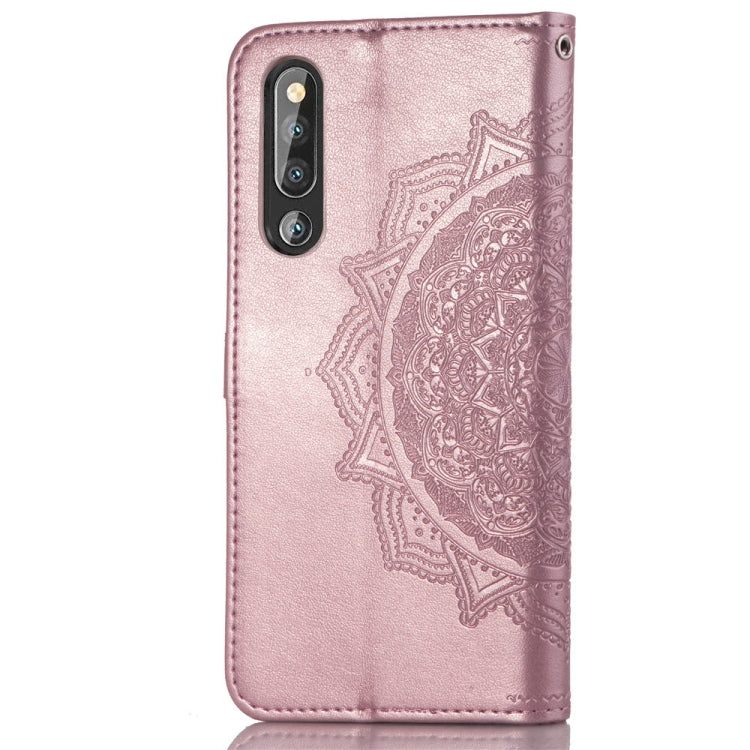 For Huawei P30 Halfway Mandala Embossing Pattern Horizontal Flip Leather Case with Holder & Card Slots & Wallet & Lanyard