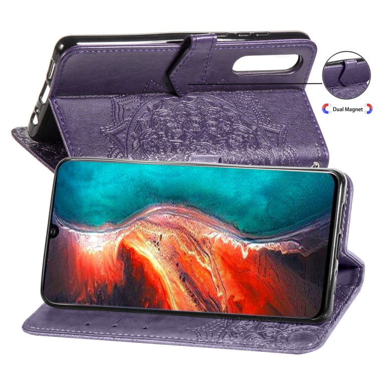 For Huawei P30 Halfway Mandala Embossing Pattern Horizontal Flip Leather Case with Holder & Card Slots & Wallet & Lanyard