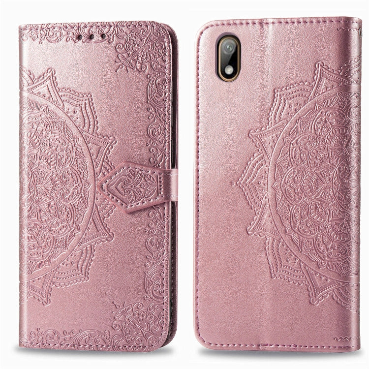 For Huawei Y5 (2019) Halfway Mandala Embossing Pattern Horizontal Flip Leather Case with Holder & Card Slots & Wallet & Lanyard