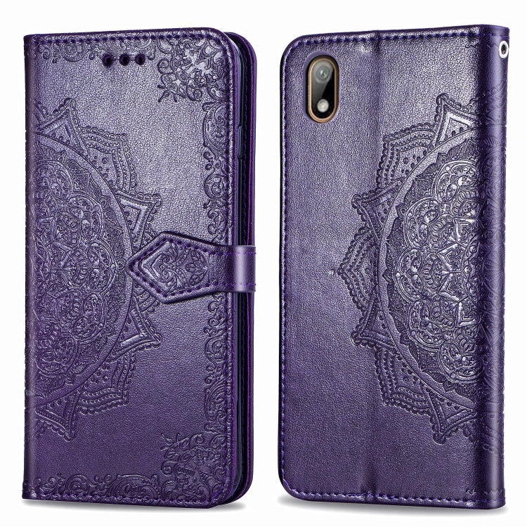 For Huawei Y5 (2019) Halfway Mandala Embossing Pattern Horizontal Flip Leather Case with Holder & Card Slots & Wallet & Lanyard
