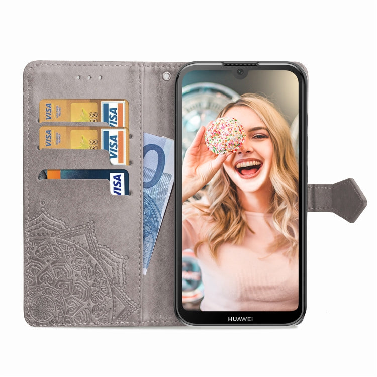 For Huawei Y5 (2019) Halfway Mandala Embossing Pattern Horizontal Flip Leather Case with Holder & Card Slots & Wallet & Lanyard