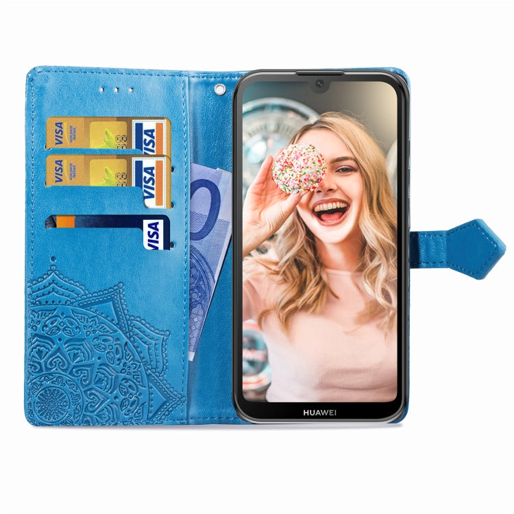 For Huawei Y5 (2019) Halfway Mandala Embossing Pattern Horizontal Flip Leather Case with Holder & Card Slots & Wallet & Lanyard