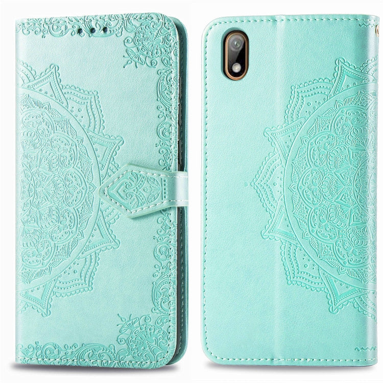 For Huawei Y5 (2019) Halfway Mandala Embossing Pattern Horizontal Flip Leather Case with Holder & Card Slots & Wallet & Lanyard