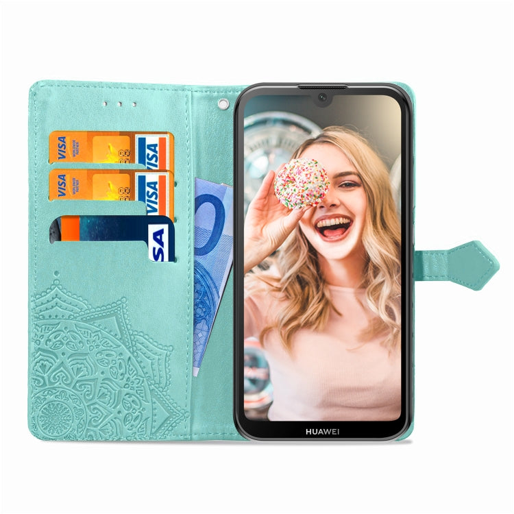 For Huawei Y5 (2019) Halfway Mandala Embossing Pattern Horizontal Flip Leather Case with Holder & Card Slots & Wallet & Lanyard