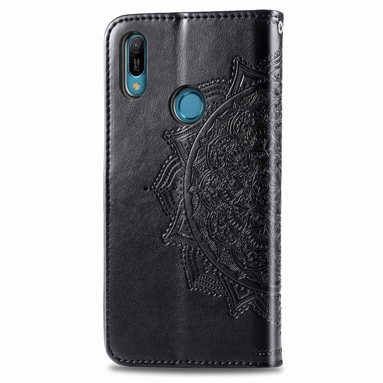 For Huawei Y6 (2019) Halfway Mandala Embossing Pattern Horizontal Flip Leather Case with Holder & Card Slots & Wallet & Lanyard