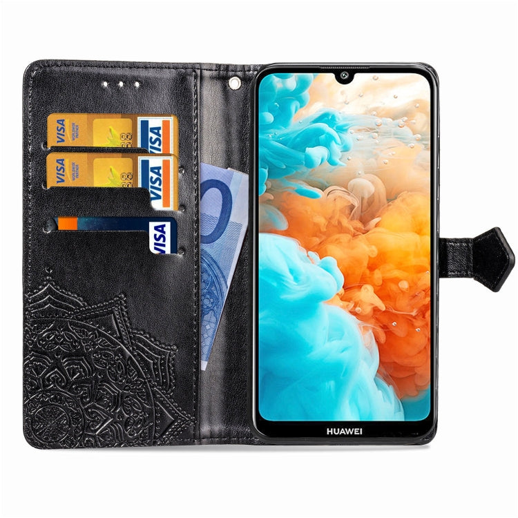 For Huawei Y6 (2019) Halfway Mandala Embossing Pattern Horizontal Flip Leather Case with Holder & Card Slots & Wallet & Lanyard