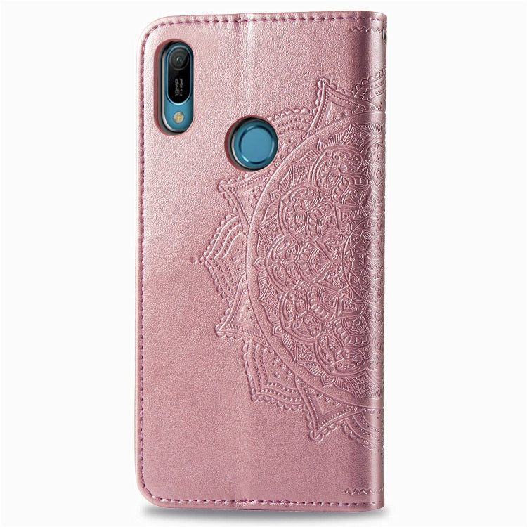 For Huawei Y6 (2019) Halfway Mandala Embossing Pattern Horizontal Flip Leather Case with Holder & Card Slots & Wallet & Lanyard