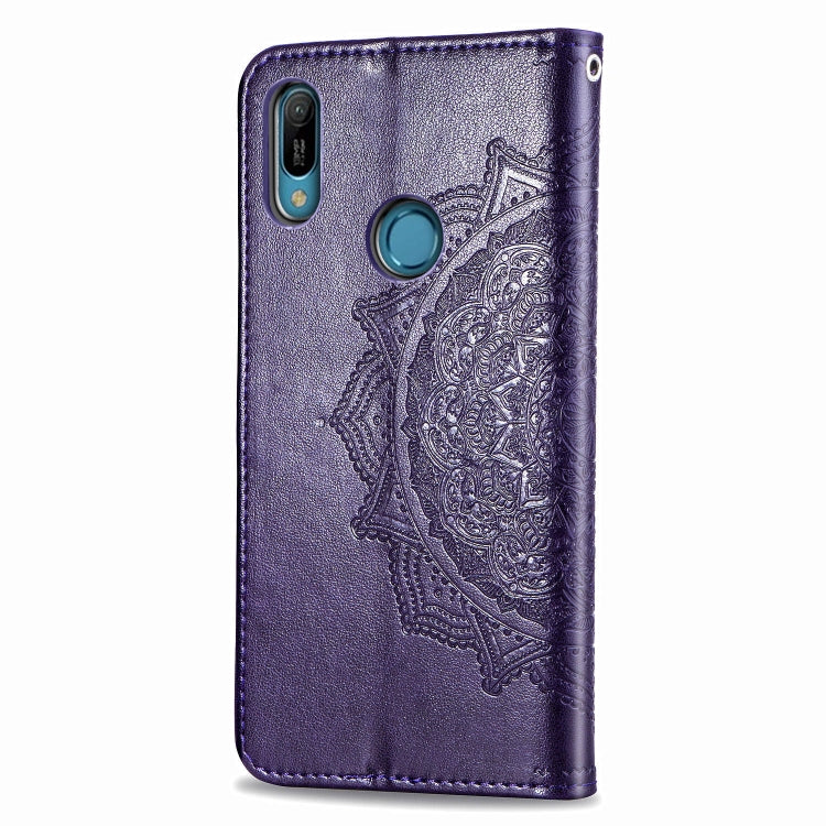 For Huawei Y6 (2019) Halfway Mandala Embossing Pattern Horizontal Flip Leather Case with Holder & Card Slots & Wallet & Lanyard