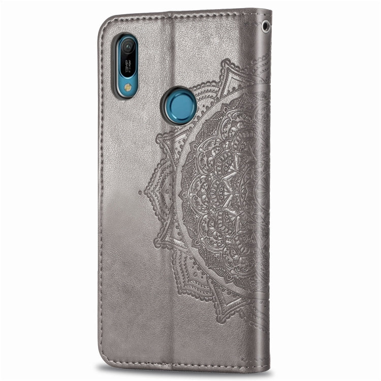 For Huawei Y6 (2019) Halfway Mandala Embossing Pattern Horizontal Flip Leather Case with Holder & Card Slots & Wallet & Lanyard