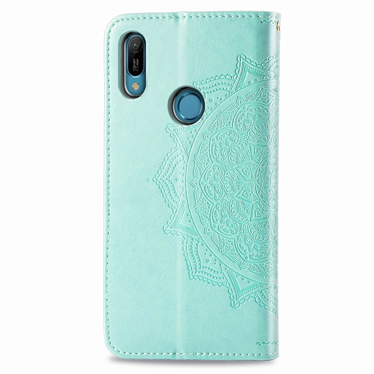 For Huawei Y6 (2019) Halfway Mandala Embossing Pattern Horizontal Flip Leather Case with Holder & Card Slots & Wallet & Lanyard