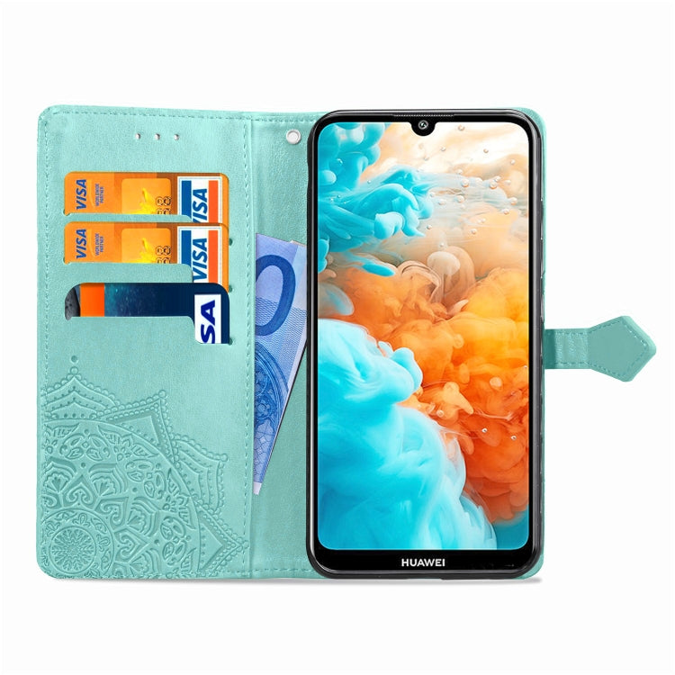 For Huawei Y6 (2019) Halfway Mandala Embossing Pattern Horizontal Flip Leather Case with Holder & Card Slots & Wallet & Lanyard