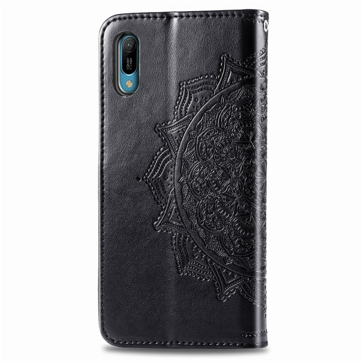 For Huawei Y6 Pro (2019) Halfway Mandala Embossing Pattern Horizontal Flip Leather Case with Holder & Card Slots & Wallet & Lanyard
