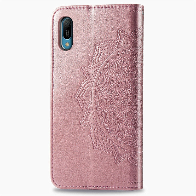 For Huawei Y6 Pro (2019) Halfway Mandala Embossing Pattern Horizontal Flip Leather Case with Holder & Card Slots & Wallet & Lanyard