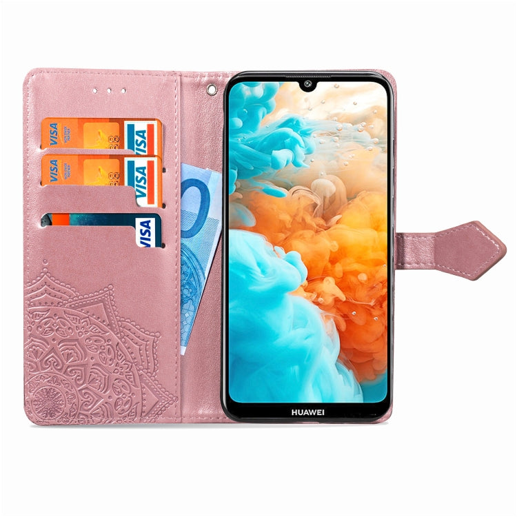 For Huawei Y6 Pro (2019) Halfway Mandala Embossing Pattern Horizontal Flip Leather Case with Holder & Card Slots & Wallet & Lanyard