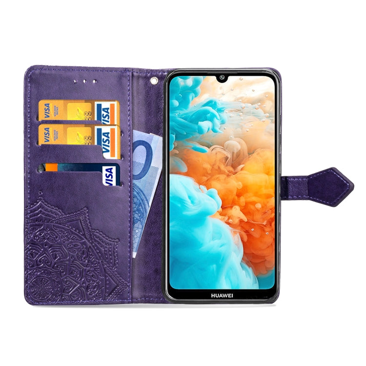 For Huawei Y6 Pro (2019) Halfway Mandala Embossing Pattern Horizontal Flip Leather Case with Holder & Card Slots & Wallet & Lanyard
