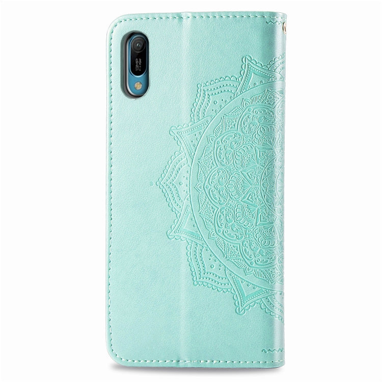 For Huawei Y6 Pro (2019) Halfway Mandala Embossing Pattern Horizontal Flip Leather Case with Holder & Card Slots & Wallet & Lanyard