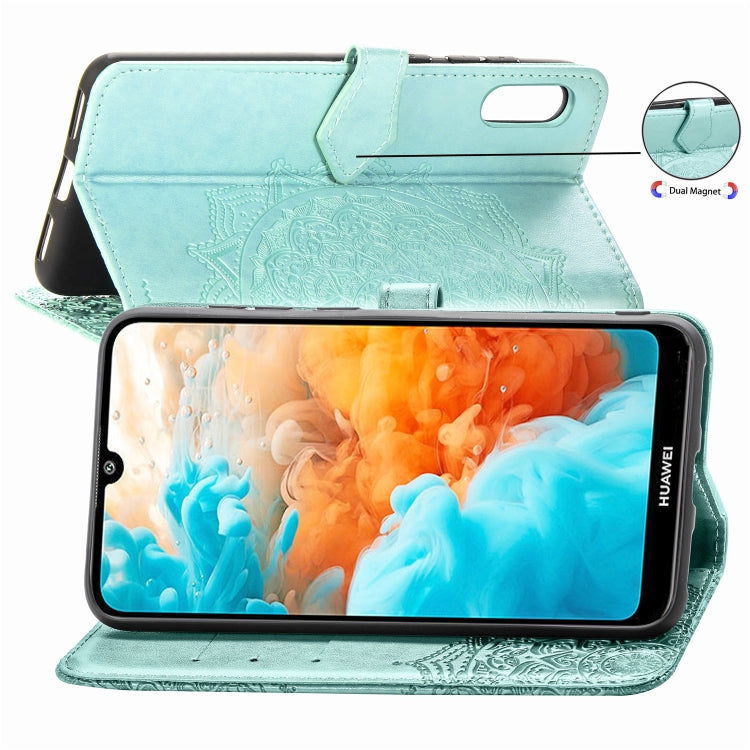 For Huawei Y6 Pro (2019) Halfway Mandala Embossing Pattern Horizontal Flip Leather Case with Holder & Card Slots & Wallet & Lanyard