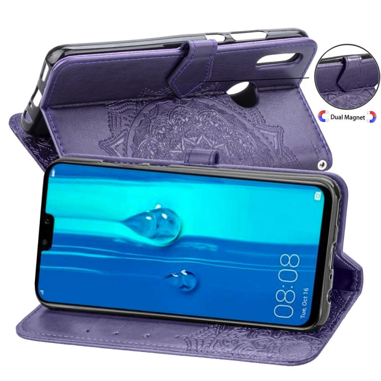 For Huawei Y9 (2019) Halfway Mandala Embossing Pattern Horizontal Flip Leather Case with Holder & Card Slots & Wallet & Lanyard