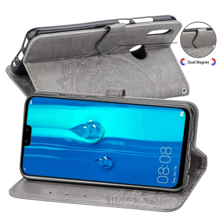 For Huawei Y9 (2019) Halfway Mandala Embossing Pattern Horizontal Flip Leather Case with Holder & Card Slots & Wallet & Lanyard
