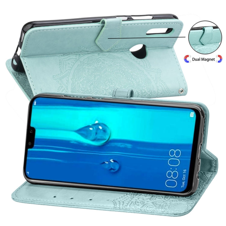 For Huawei Y9 (2019) Halfway Mandala Embossing Pattern Horizontal Flip Leather Case with Holder & Card Slots & Wallet & Lanyard