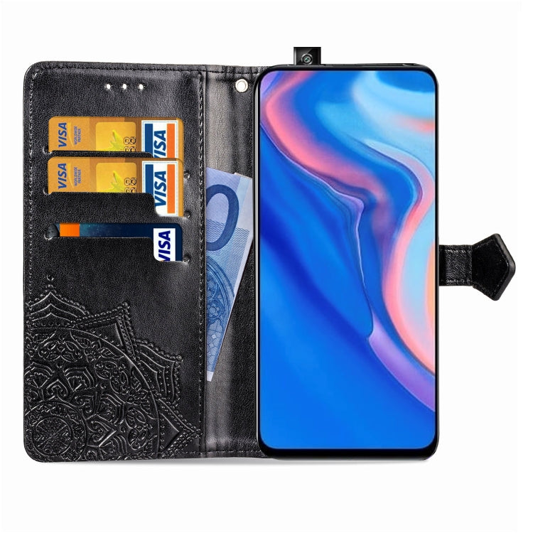 For Huawei Y9 Prime (2019) Halfway Mandala Embossing Pattern Horizontal Flip Leather Case with Holder & Card Slots & Wallet & Lanyard
