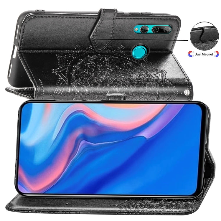 For Huawei Y9 Prime (2019) Halfway Mandala Embossing Pattern Horizontal Flip Leather Case with Holder & Card Slots & Wallet & Lanyard