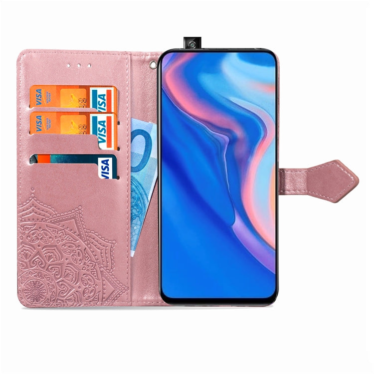 For Huawei Y9 Prime (2019) Halfway Mandala Embossing Pattern Horizontal Flip Leather Case with Holder & Card Slots & Wallet & Lanyard
