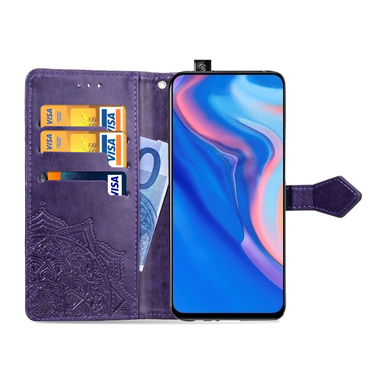 For Huawei Y9 Prime (2019) Halfway Mandala Embossing Pattern Horizontal Flip Leather Case with Holder & Card Slots & Wallet & Lanyard