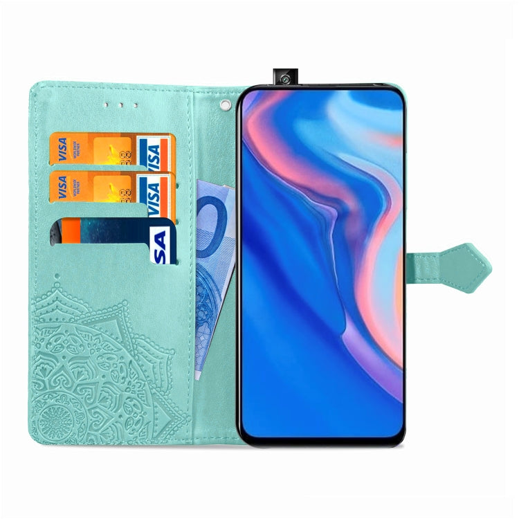 For Huawei Y9 Prime (2019) Halfway Mandala Embossing Pattern Horizontal Flip Leather Case with Holder & Card Slots & Wallet & Lanyard