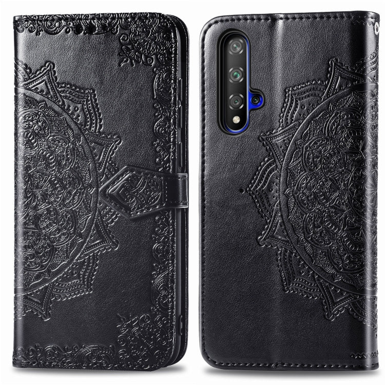 For Huawei Honor 20 Halfway Mandala Embossing Pattern Horizontal Flip Leather Case with Holder & Card Slots & Wallet & Lanyard